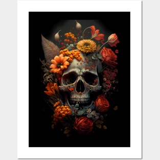 Skull and Flowers #1 Posters and Art